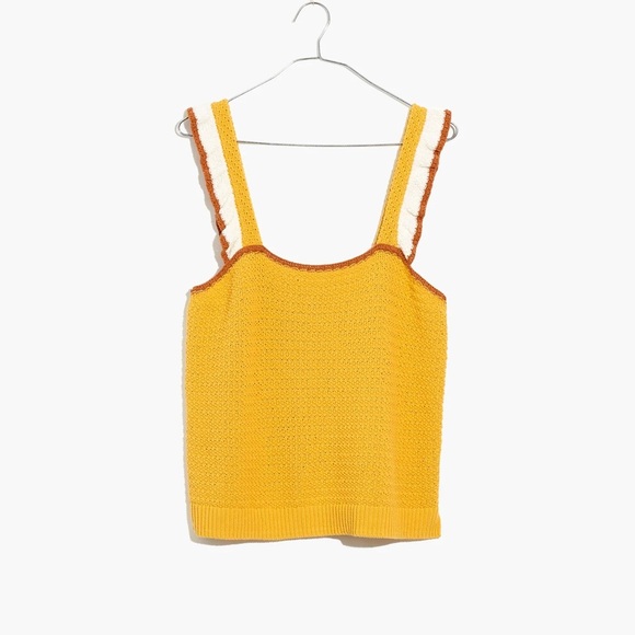 Madewell Colorblock Crocheted Ruffle-Strap Sweater Tank. Medium. - Picture 3 of 9